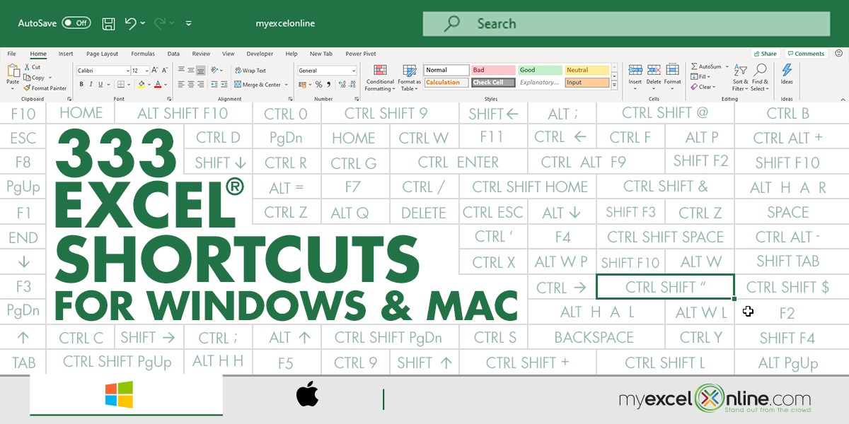 shortcut for excel mac